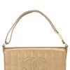Chanel Gold Leather Chocolate Bar Shoulder Bag Medium