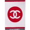Chanel Red & Multicolor Terry Cloth Beach Towel