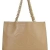 Chanel Beige Lambskin Flat Chain Handle Tote