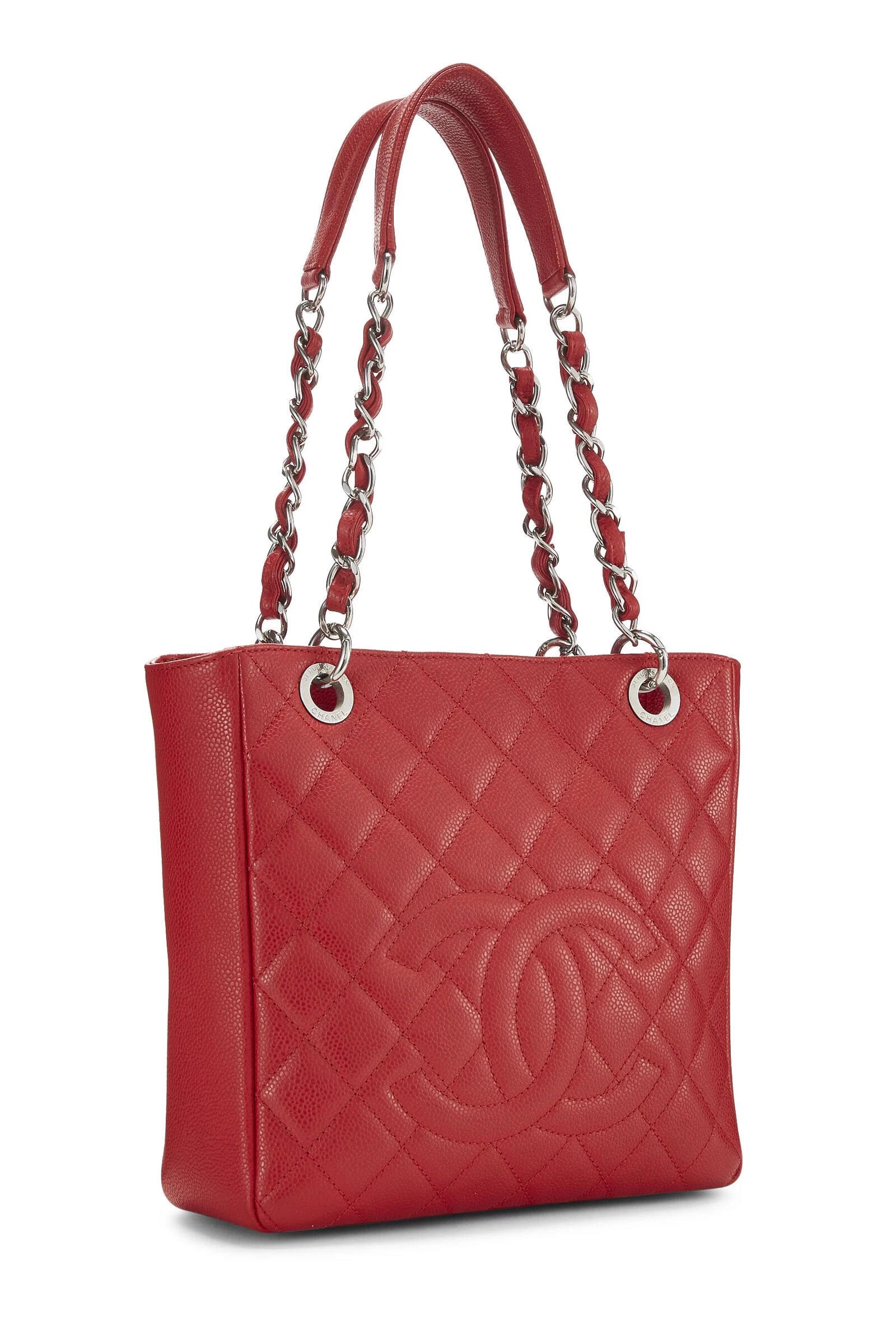 Chanel Red Quilted Caviar Petite Shopping Tote (PST) 2 Chanel Red Quilted Caviar Petite Shopping Tote (PST) - Image 2