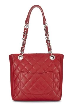 Chanel Red Quilted Caviar Petite Shopping Tote (PST) 9 Chanel Red Quilted Caviar Petite Shopping Tote (PST) -Fashion clothing Q6B12X0FRB020 4