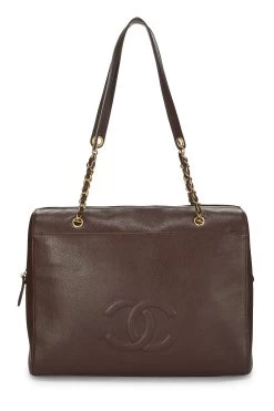 Chanel Brown Caviar Zip Tote Large