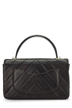 Chanel Black Chevron Lambskin Top Handle Flap Bag -Fashion clothing Q6B1MV1IKB005 4