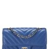 Chanel Blue Chevron Lambskin Rectangular Flap Mini