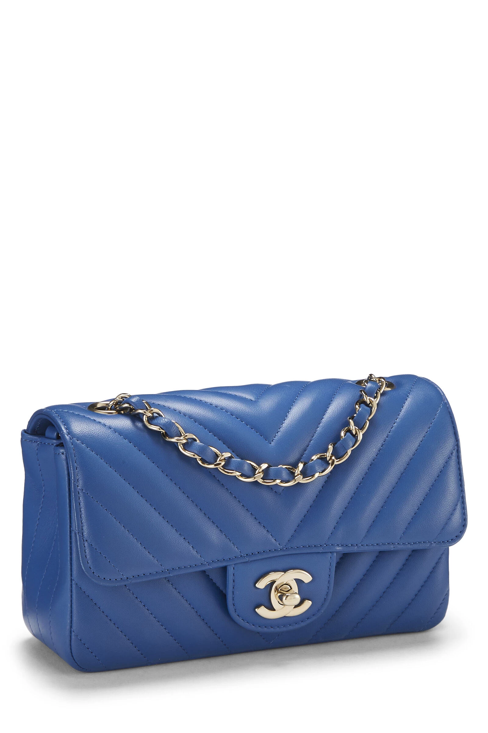 Chanel Blue Chevron Lambskin Rectangular Flap Mini 2 Chanel Blue Chevron Lambskin Rectangular Flap Mini - Image 2