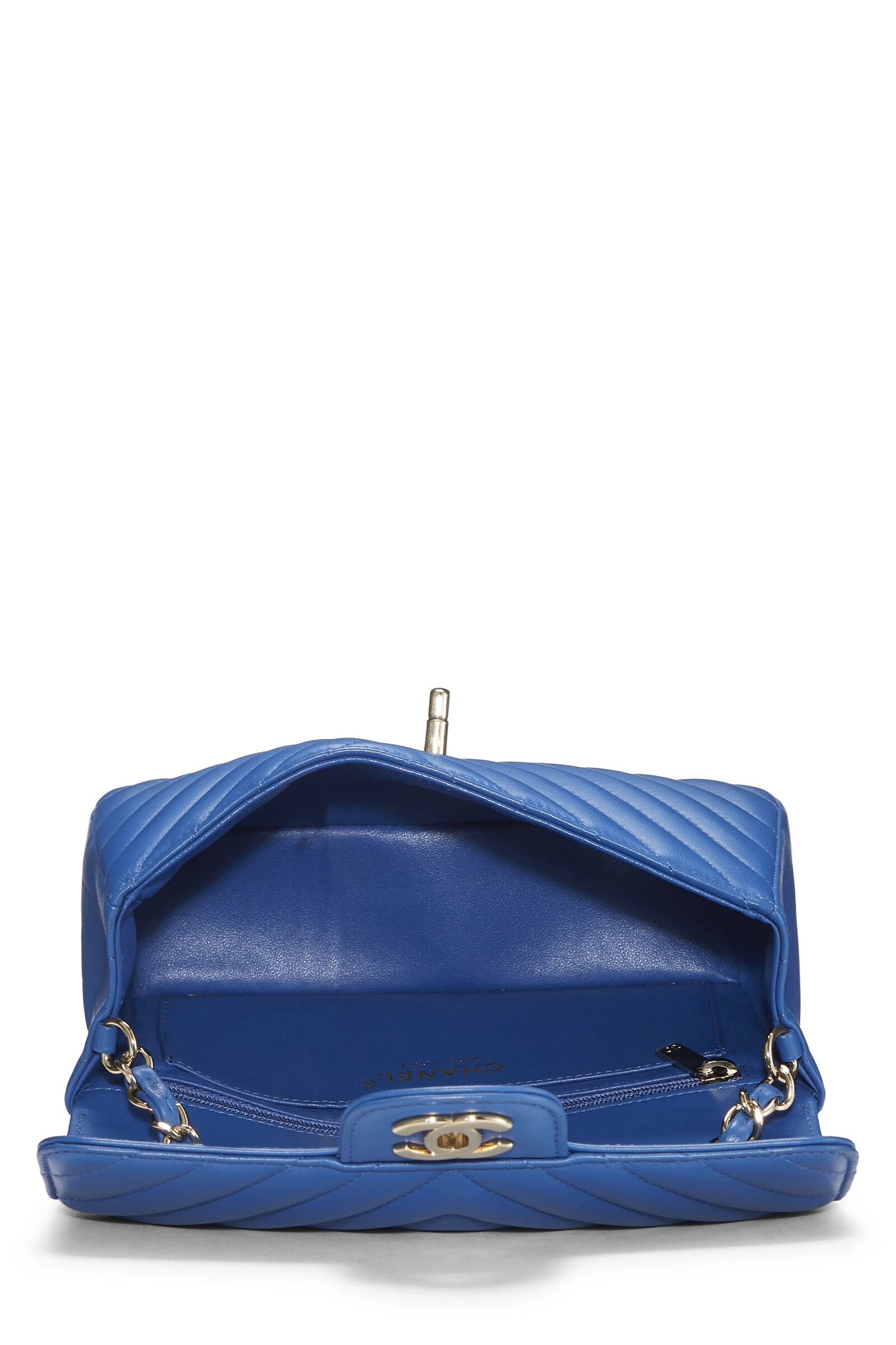 Chanel Blue Chevron Lambskin Rectangular Flap Mini 6 Chanel Blue Chevron Lambskin Rectangular Flap Mini - Image 6