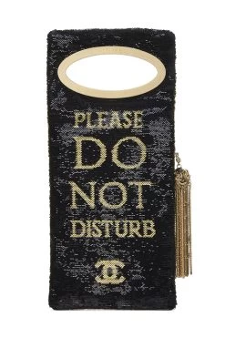 Chanel Paris-Cosmopolite Black & Gold Sequin Do Not Disturb Clutch