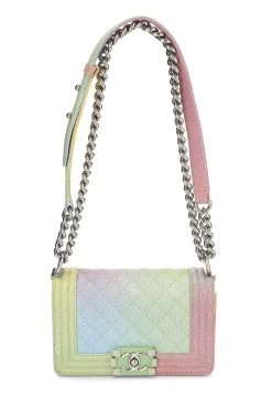Chanel Rainbow Quilted Caviar Boy Bag Small