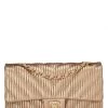 Chanel Gold Chevron Pleated Lambskin Classic Double Flap Medium