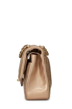 Chanel Gold Chevron Pleated Lambskin Classic Double Flap Medium -Fashion clothing Q6B2EB4ND0003 3