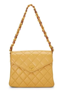 Chanel Orange Quilted Lambskin Envelope Flap Shoulder Bag