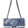 Chanel Paris-Egypt Blue Denim & Shearling Hieroglyph Flap Medium
