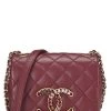 Chanel Burgundy Quilted Lambskin Crystal Flap Bag Mini