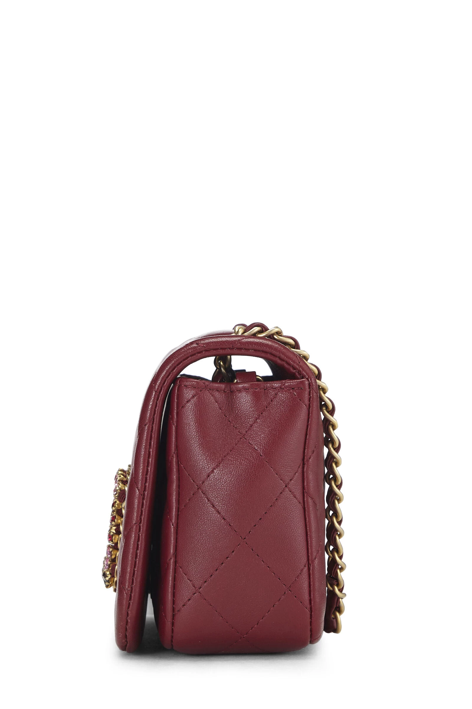 Chanel Burgundy Quilted Lambskin Crystal Flap Bag Mini 3 Chanel Burgundy Quilted Lambskin Crystal Flap Bag Mini - Image 3
