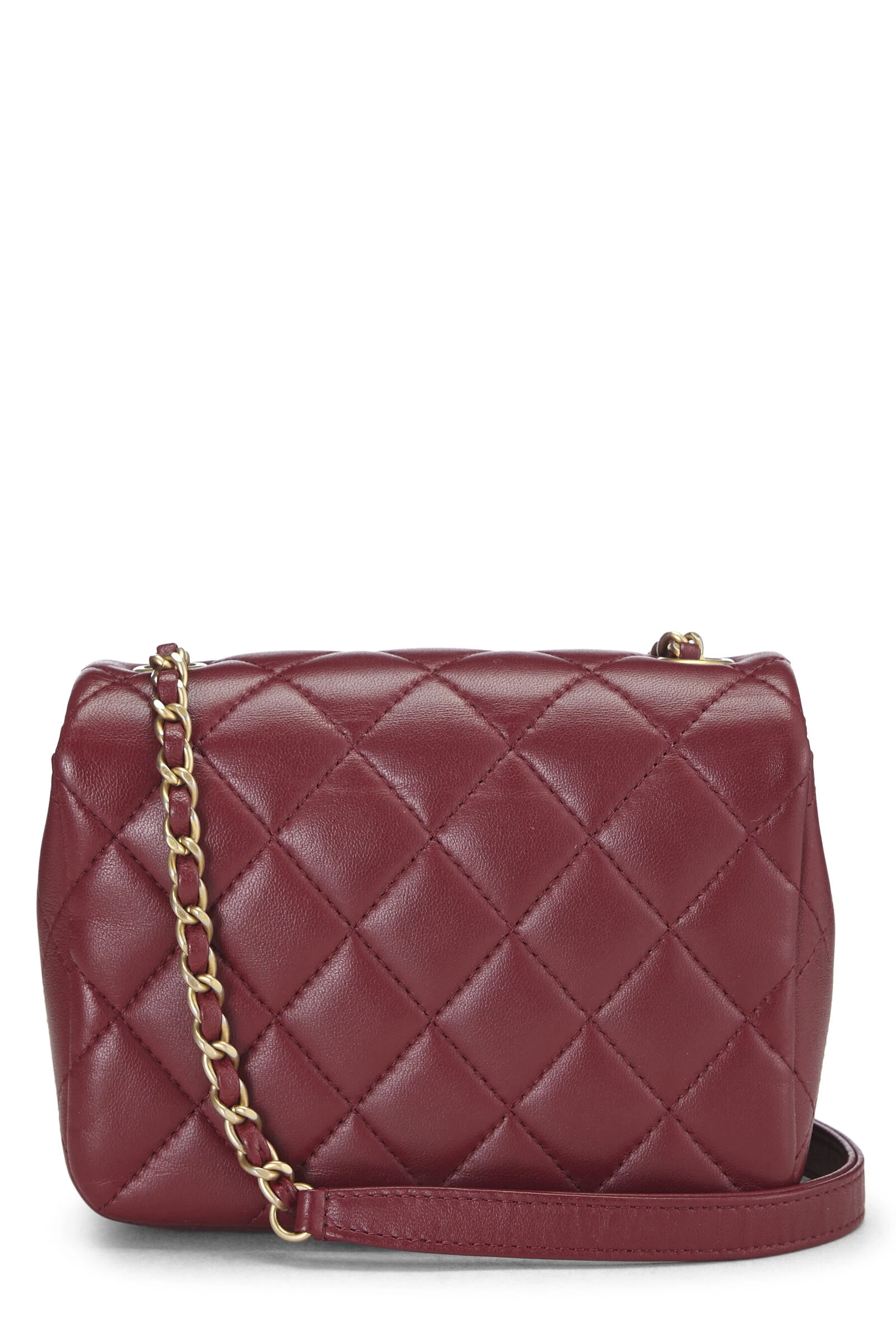 Chanel Burgundy Quilted Lambskin Crystal Flap Bag Mini 4 Chanel Burgundy Quilted Lambskin Crystal Flap Bag Mini - Image 4