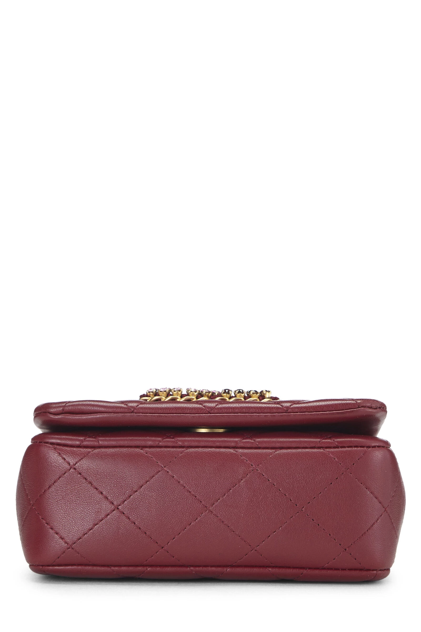 Chanel Burgundy Quilted Lambskin Crystal Flap Bag Mini 5 Chanel Burgundy Quilted Lambskin Crystal Flap Bag Mini - Image 5