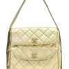Chanel Metallic Gold Lambskin Double Pocket Shoulder Bag