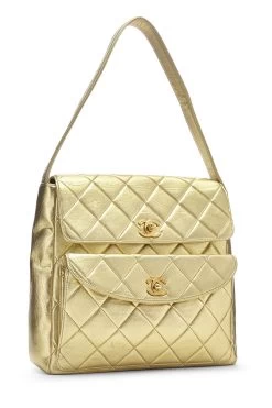 Chanel Metallic Gold Lambskin Double Pocket Shoulder Bag -Fashion clothing Q6B3DE4NDB000 2