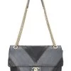 Chanel Black Calfskin Patchwork Chevron Flap Bag
