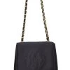 Chanel Black Satin Camellia Handbag Mini