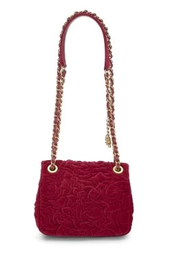 Chanel Pink Camellia Velvet Square Flap Mini -Fashion clothing Q6B5A739P9000 4