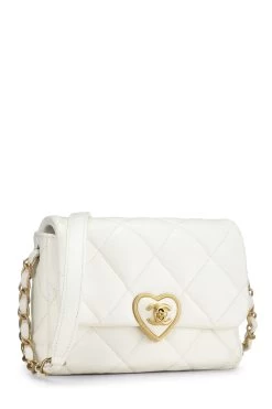 Chanel White Lambskin Coco Love Flap Mini -Fashion clothing Q6B5AN1IW9000 2