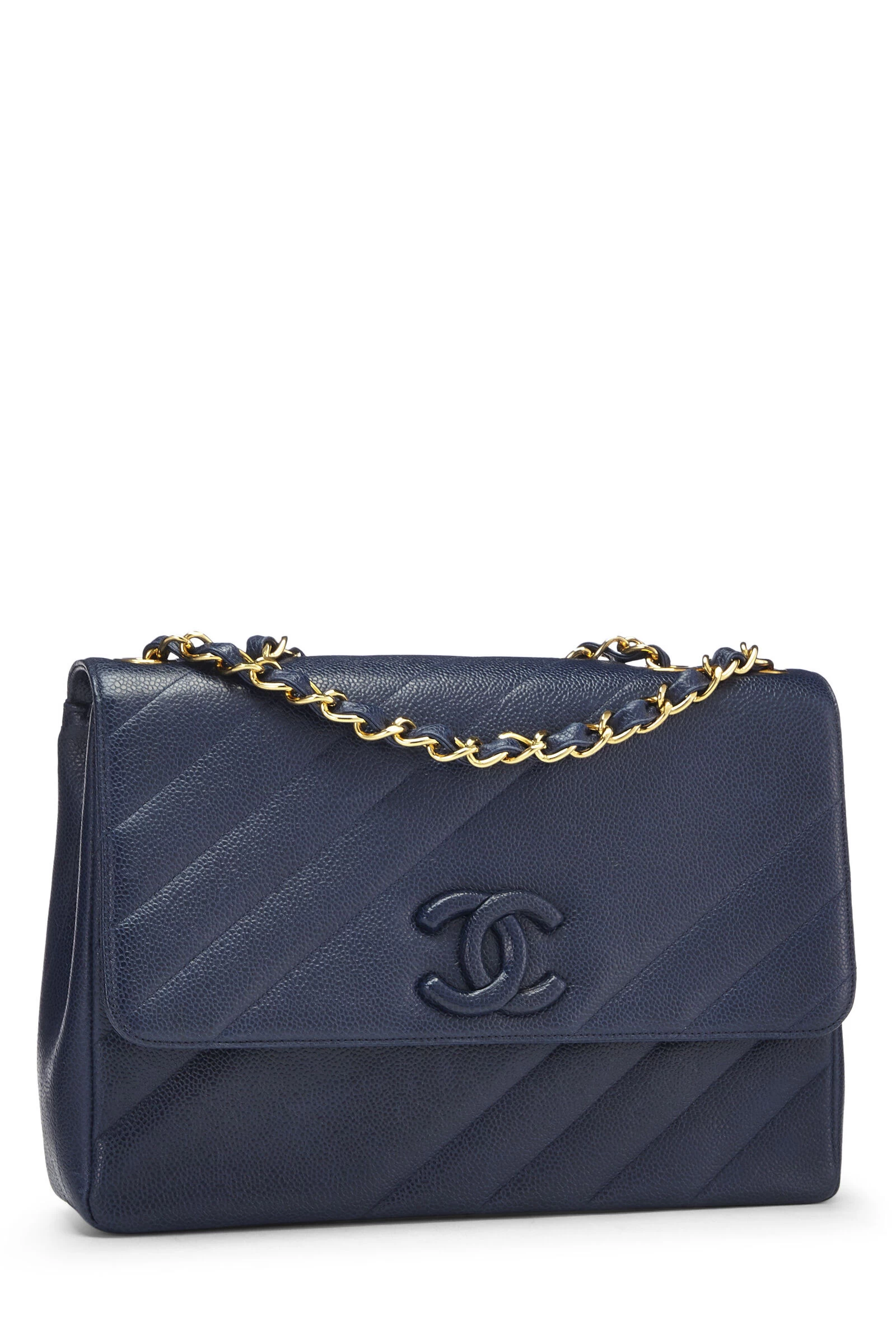 Chanel Navy Caviar Diagonal Jumbo Flap 2 Chanel Navy Caviar Diagonal Jumbo Flap - Image 2