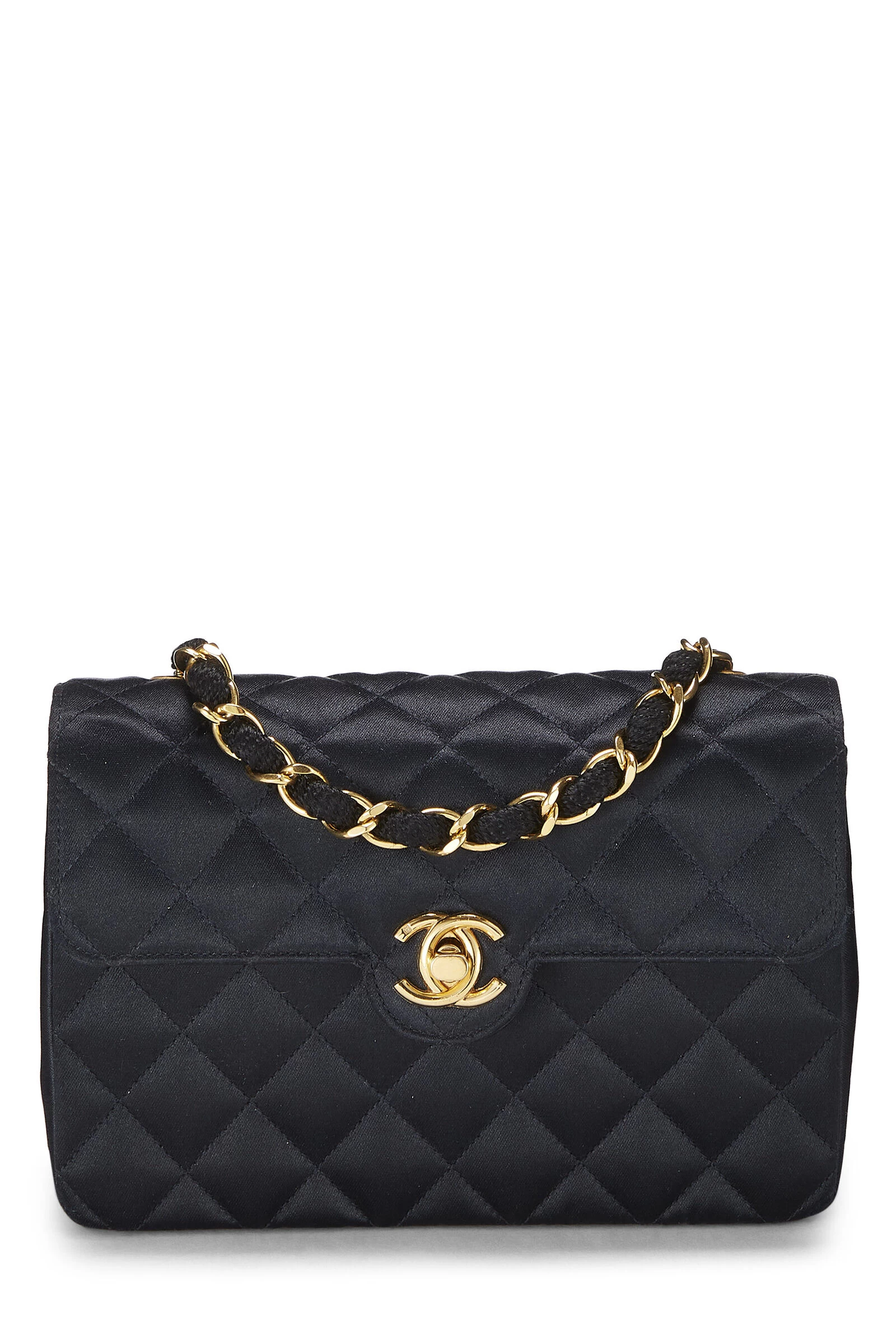 Chanel Black Quilted Satin Round Tab Flap Mini 1 Chanel Black Quilted Satin Round Tab Flap Mini