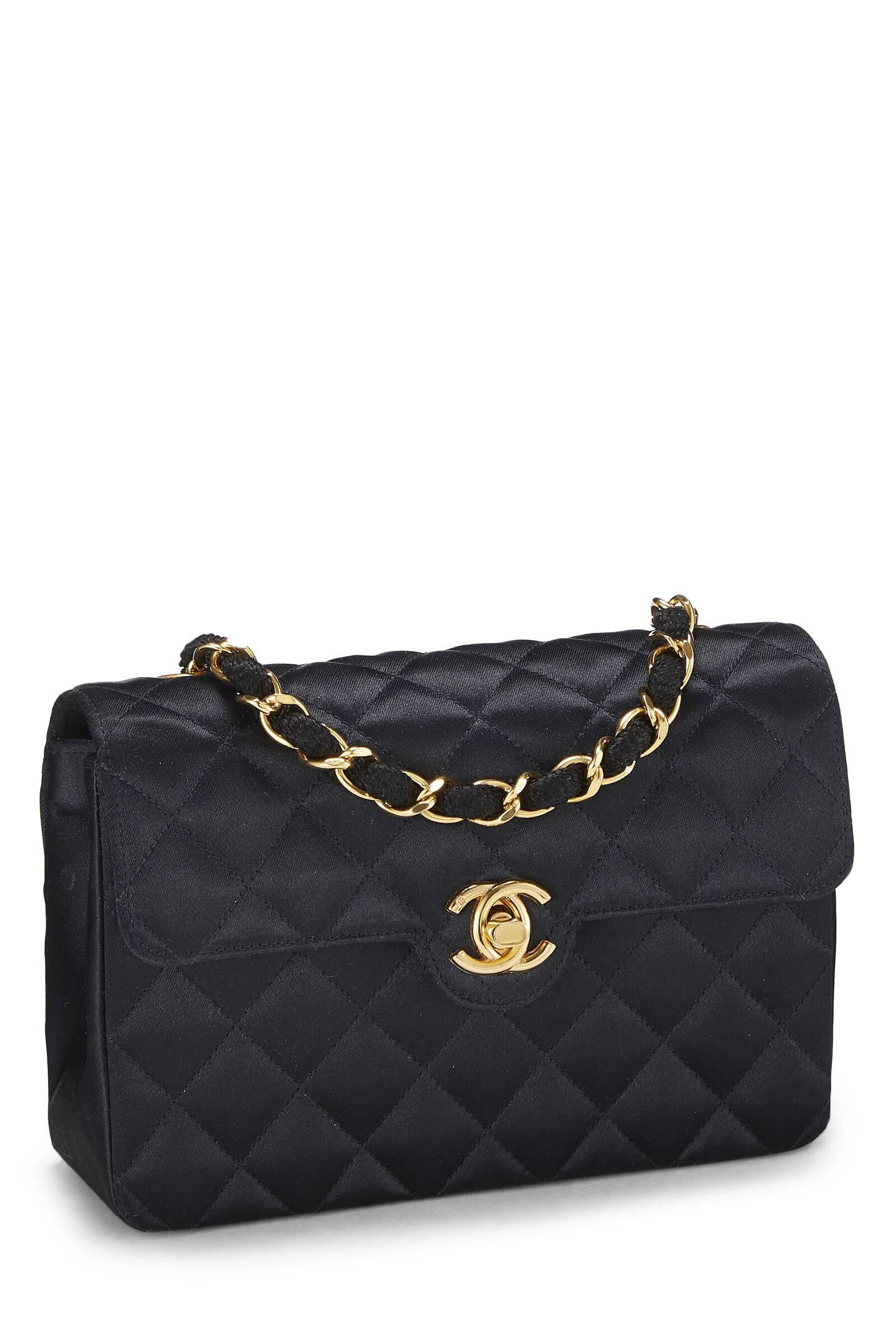 Chanel Black Quilted Satin Round Tab Flap Mini 2 Chanel Black Quilted Satin Round Tab Flap Mini - Image 2