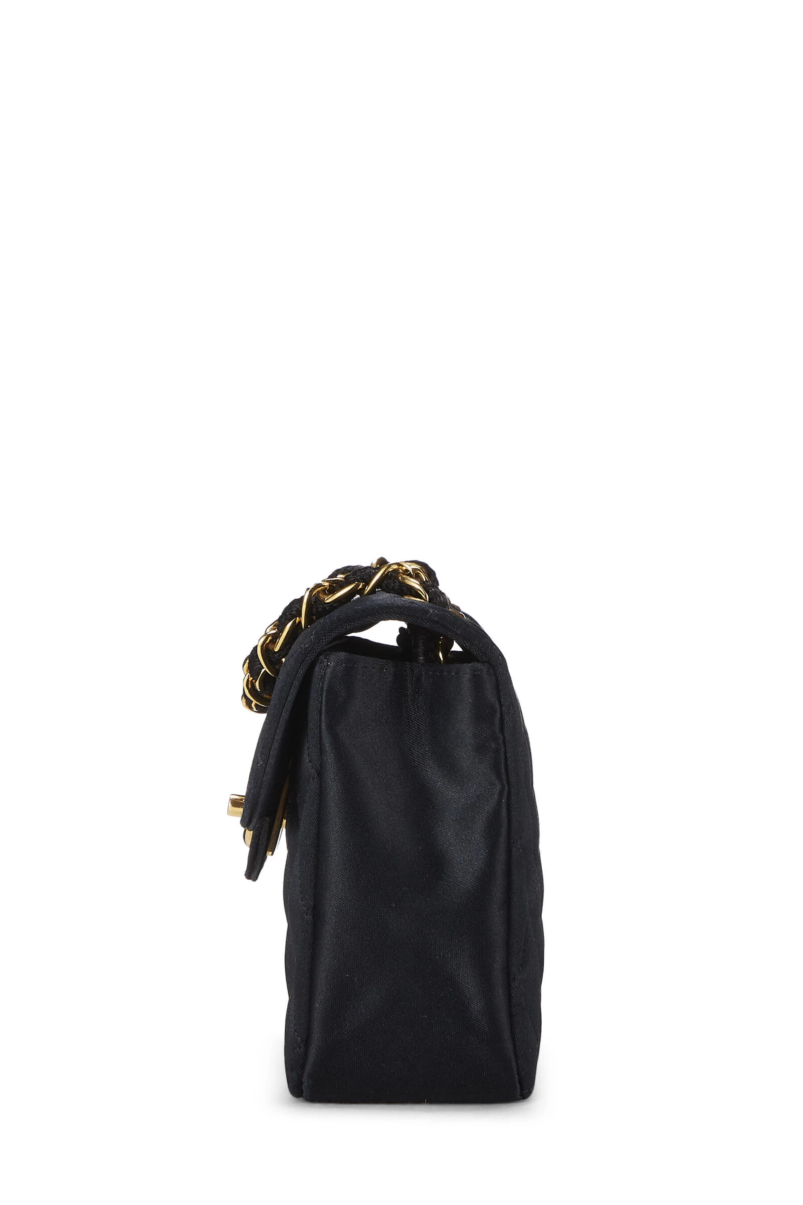 Chanel Black Quilted Satin Round Tab Flap Mini 3 Chanel Black Quilted Satin Round Tab Flap Mini - Image 3