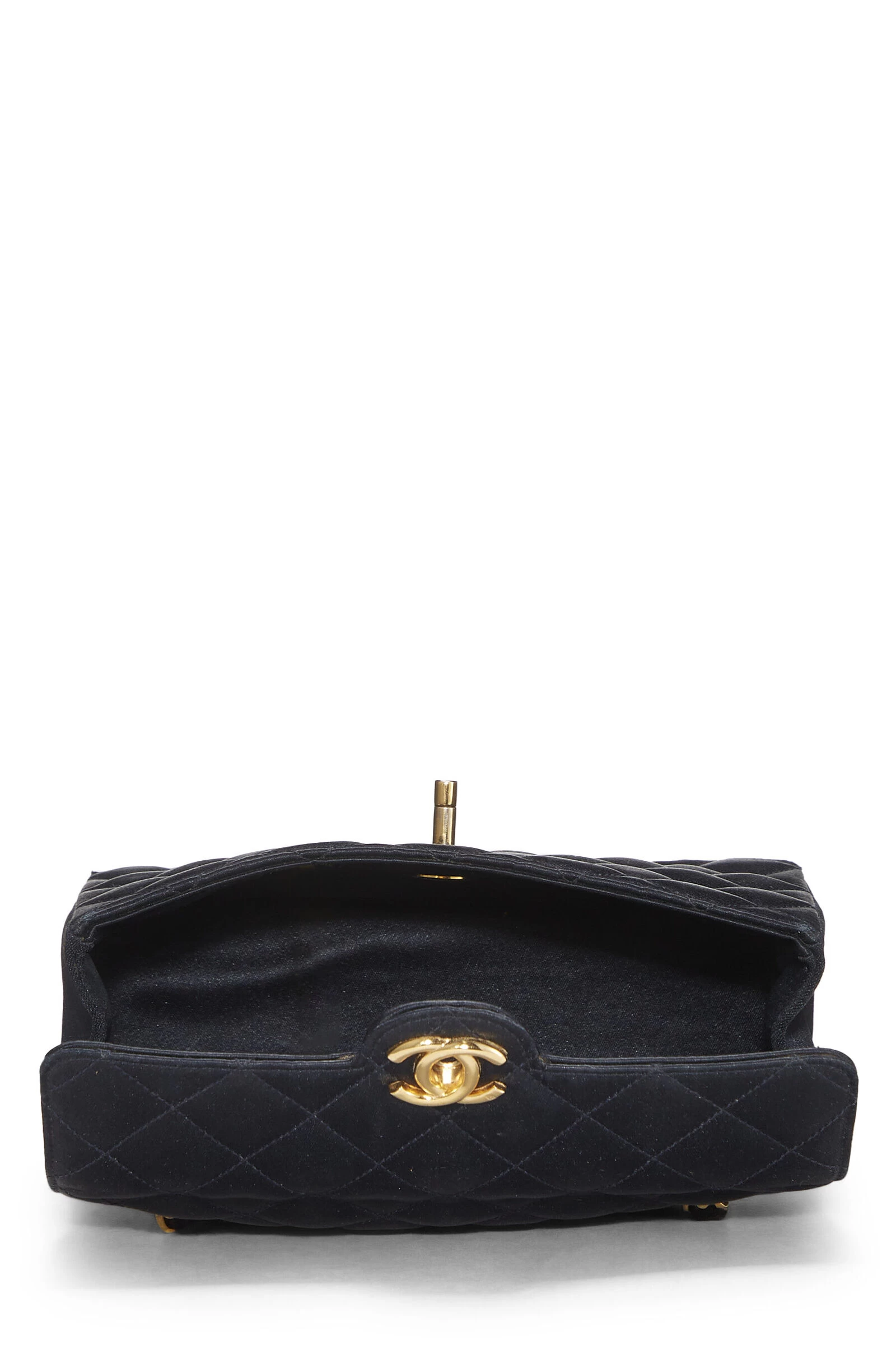 Chanel Black Quilted Satin Round Tab Flap Mini 6 Chanel Black Quilted Satin Round Tab Flap Mini - Image 6