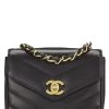 Chanel Black Chevron Lambskin Envelope Flap Mini