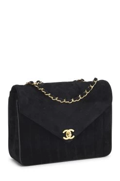Chanel Black Suede Chevron Envelope Flap Small -Fashion clothing Q6BALI2VK1000 2