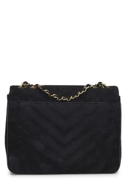 Chanel Black Suede Chevron Envelope Flap Small -Fashion clothing Q6BALI2VK1000 4