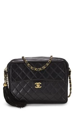 Chanel Black Quilted Lambskin Pocket Camera Bag Large