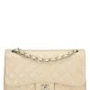 Chanel Beige Quilted Caviar New Classic Flap Jumbo