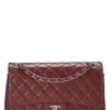 Chanel Burgundy Quilted Caviar New Classic Flap Jumbo