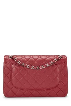 Chanel Red Quilted Caviar New Classic Double Flap Jumbo -Fashion clothing Q6BAQP0FR4020 4