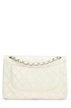 Chanel White Quilted Caviar New Classic Double Flap Jumbo -Fashion clothing Q6BAQP0FW4012 4