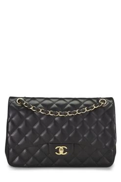 Chanel Black Quilted Lambskin New Classic Double Flap Jumbo