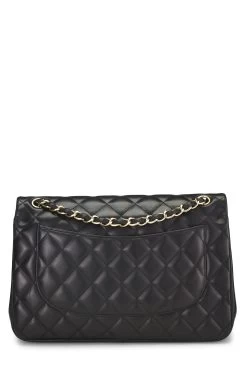 Chanel Black Quilted Lambskin New Classic Double Flap Jumbo -Fashion clothing Q6BAQP1IK4069 4