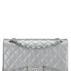 Chanel Metallic Silver Quilted Lambskin New Classic Double Flap Jumbo