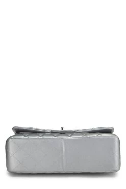 Chanel Metallic Silver Quilted Lambskin New Classic Double Flap Jumbo -Fashion clothing Q6BAQP1IV4000 5