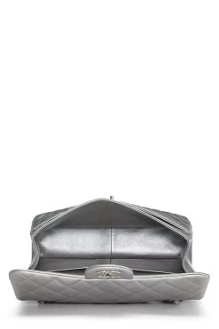Chanel Metallic Silver Quilted Lambskin New Classic Double Flap Jumbo -Fashion clothing Q6BAQP1IV4000 6