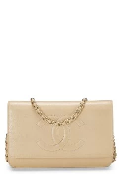 Chanel Beige Caviar Timeless Wallet On Chain (WOC)