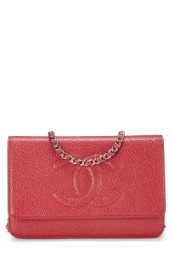 Chanel Red Caviar Timeless CC Wallet On Chain (WOC)