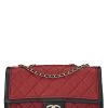 Chanel Red & Black Quilted Lambskin Graphic Flap Medium