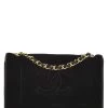 Chanel Black Velvet Triborder Shoulder Bag Small