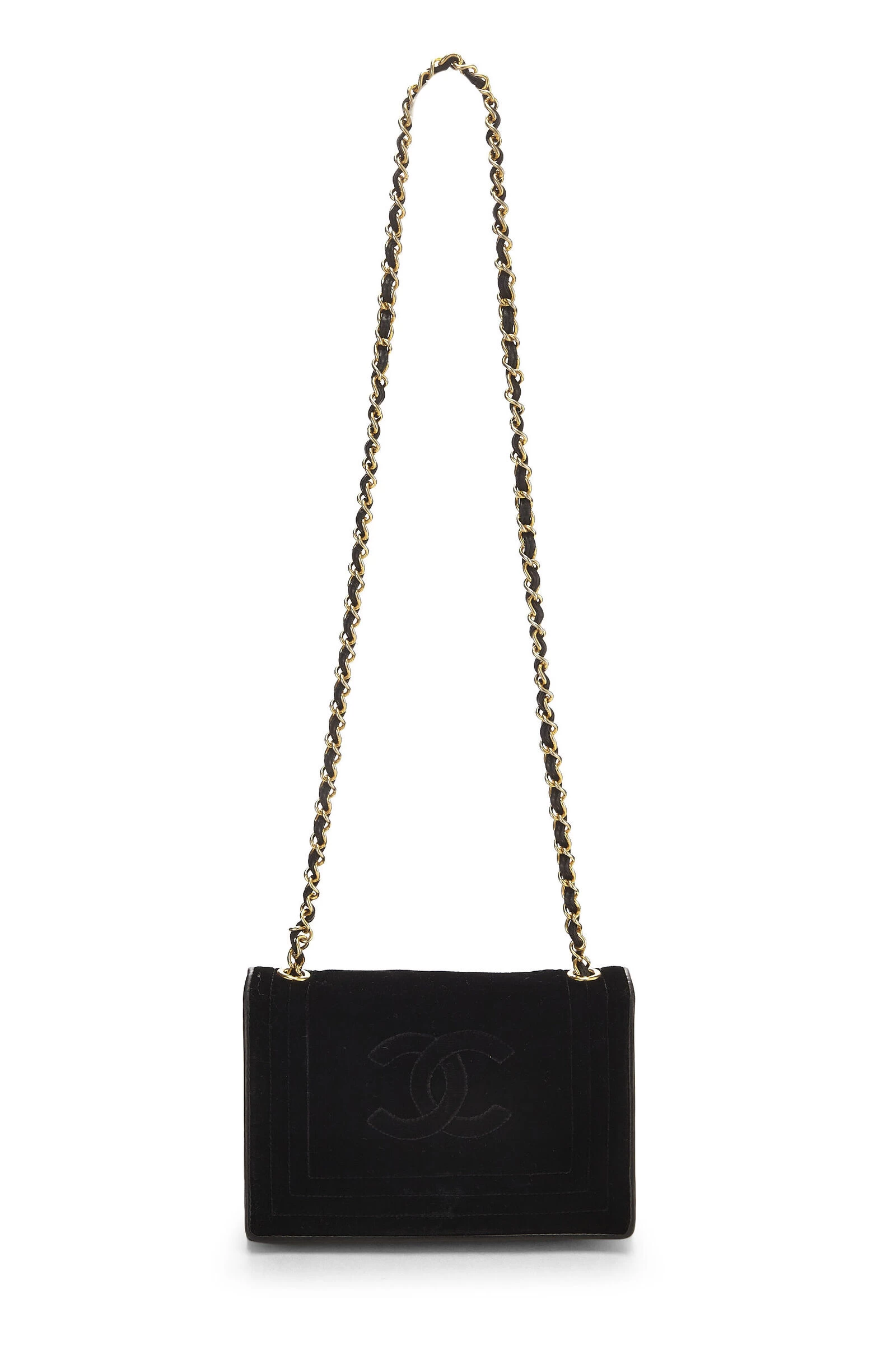 Chanel Black Velvet Triborder Shoulder Bag Small 2 Chanel Black Velvet Triborder Shoulder Bag Small - Image 2