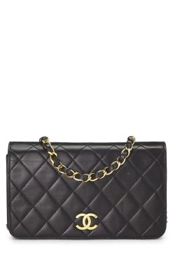 Chanel Black Quilted Lambskin Snap Full Flap Mini